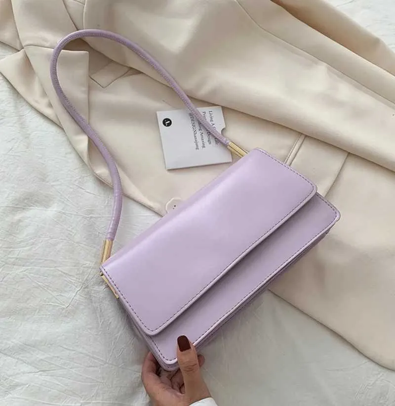 Yeni Moda Kadın Omuz Çantaları Basit Düz Renk Koltuk Altı El Çantası El Çantası El Çantası ClutchC241104_voghion.com
