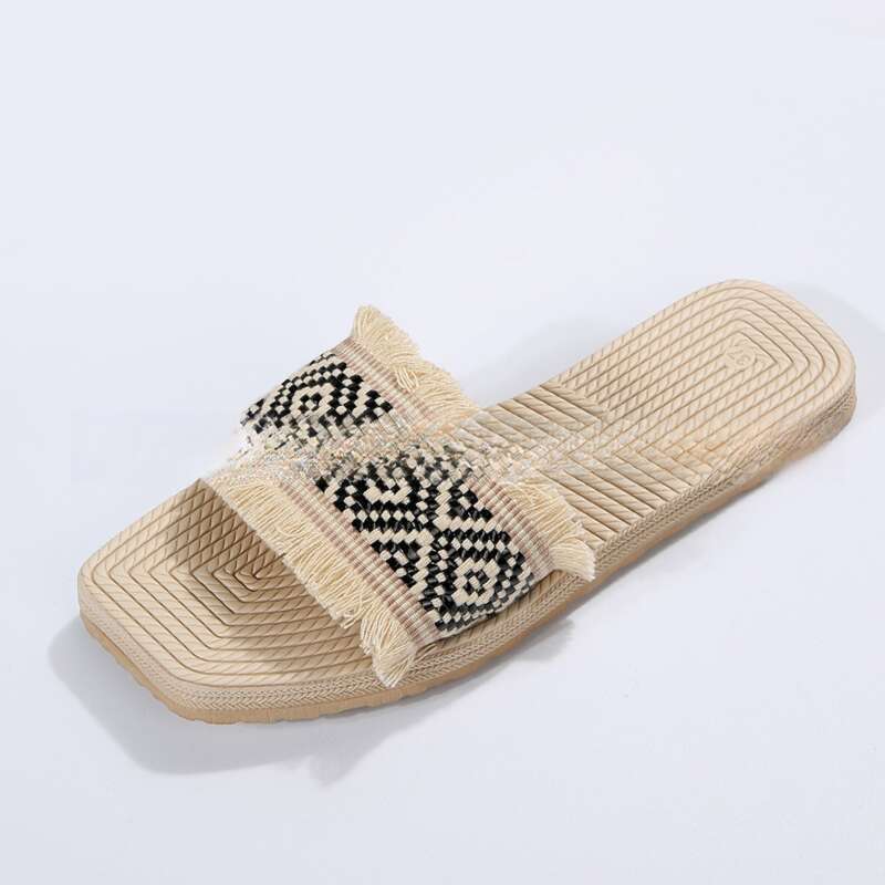 Damensandalen,Little Fragrance, flach und rutschfest, Damenoberbekleidung, Sommer, neue Mode, Quaste, Übergröße_voghion.com