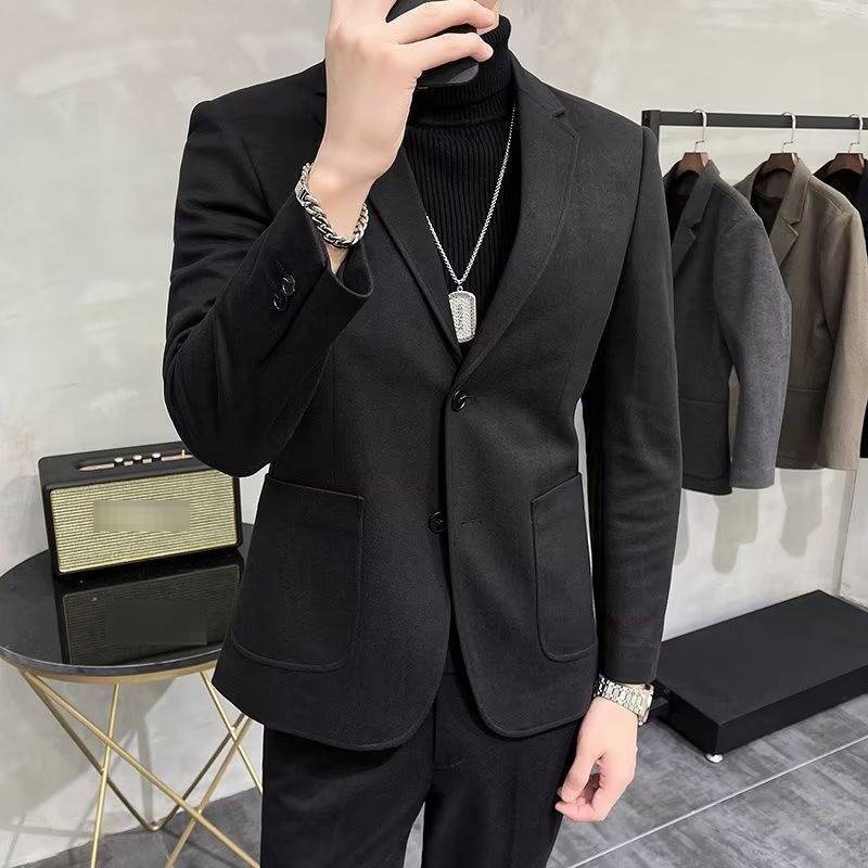 Men's Slim Fit Wool Blend Blazer Jacket For Smart Casual Style_voghion.com