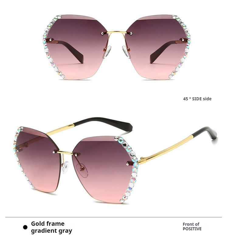 Women's Frameless Diamond Sunglasses With Uv Protection Elegant_voghion.com