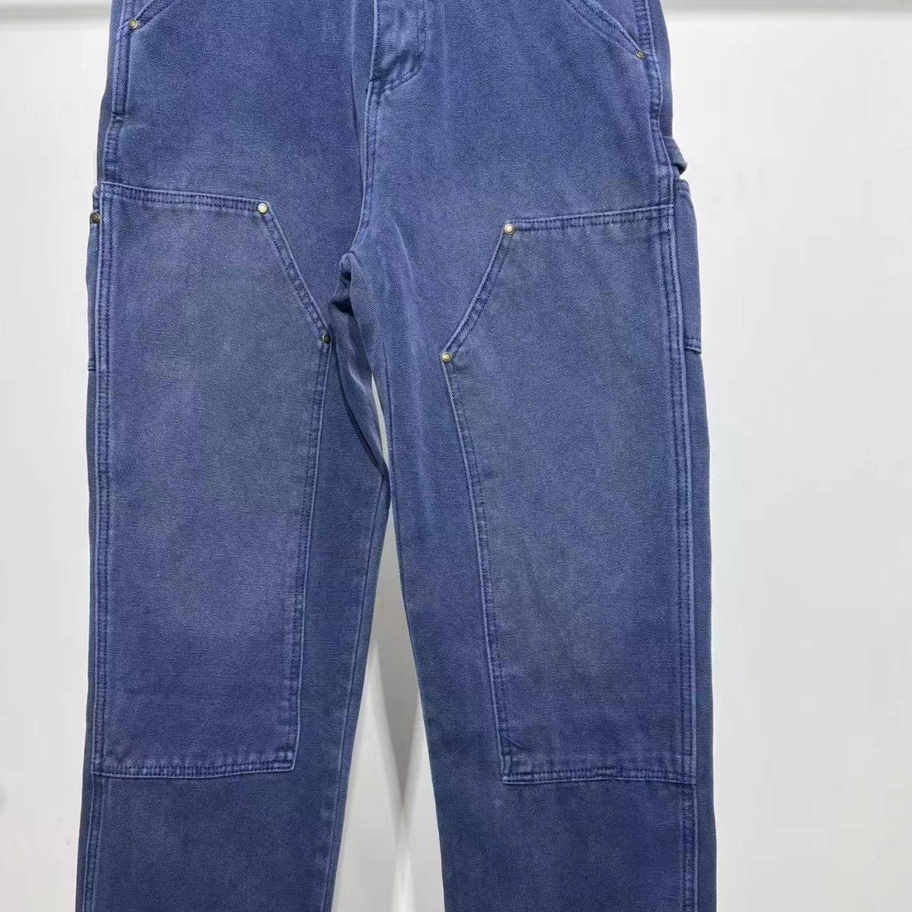 Workwear Heavyweight Canvas Pants - Unisex Relaxed Fit, Vintage Carpenter Style With Reinforced Knees & Multi-Pocket Utility Design_mkmklike.com
