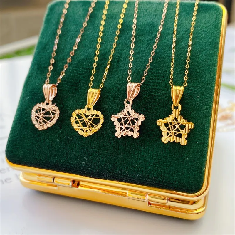 Ketting met hanger met hol hart en ster in roségoud voor dames_voghion.com
