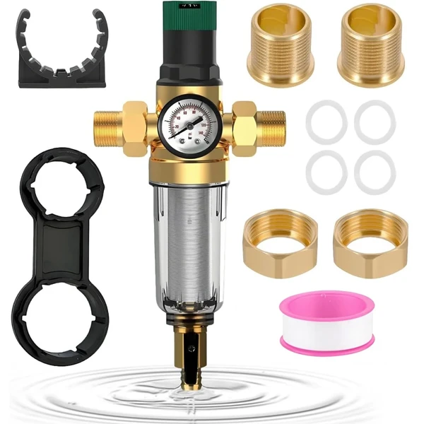 Réducteur de pression d'eau 3/4 pouce DN20 avec manomètre et filtre_voghion.com