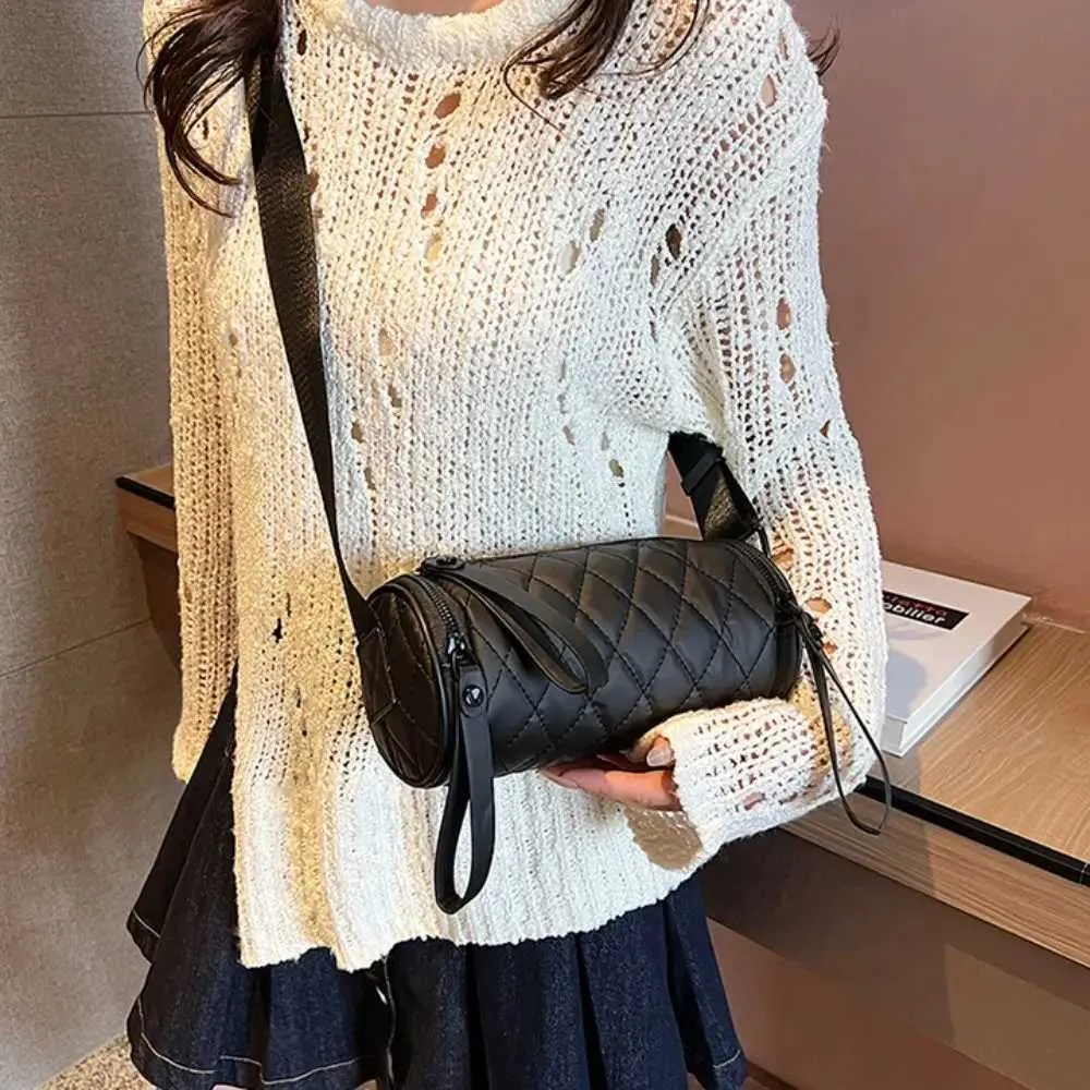 Borsa a secchiello stile coreano con tracolla singola, stile casual, in stile Cyder Oxford con cerniera e cuscino, per ragazze C241214_voghion.com