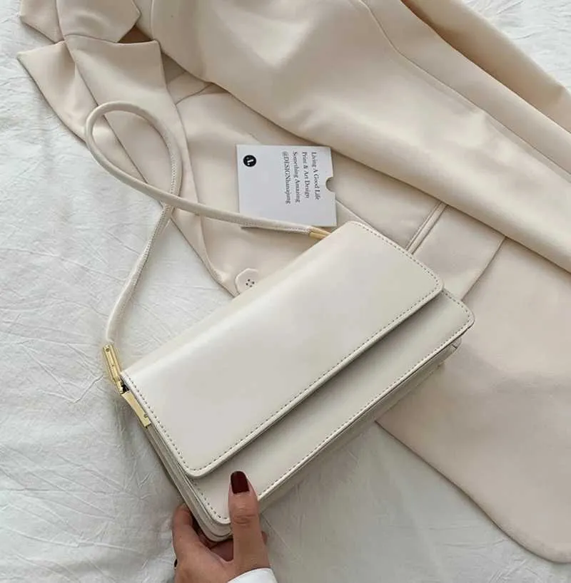 Yeni Moda Kadın Omuz Çantaları Basit Düz Renk Koltuk Altı El Çantası El Çantası El Çantası ClutchC241104_voghion.com