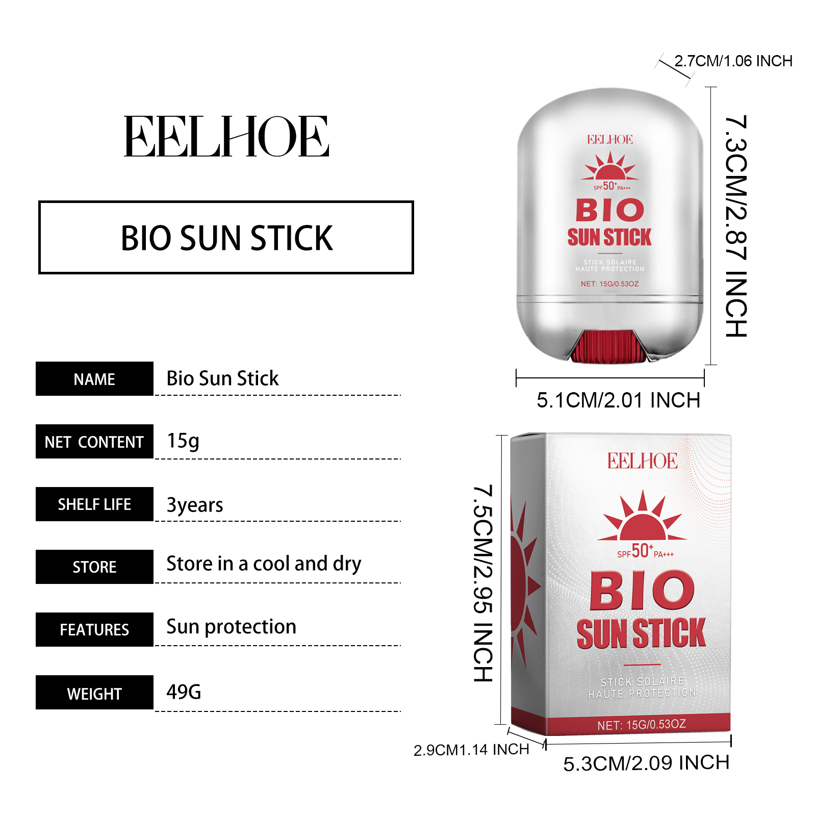 EELHOE Protection Stick, Summer Outdoor Sun Protection Spf50 Body Skin Moisturizing And Moisturizing Care Stick_voghion.com