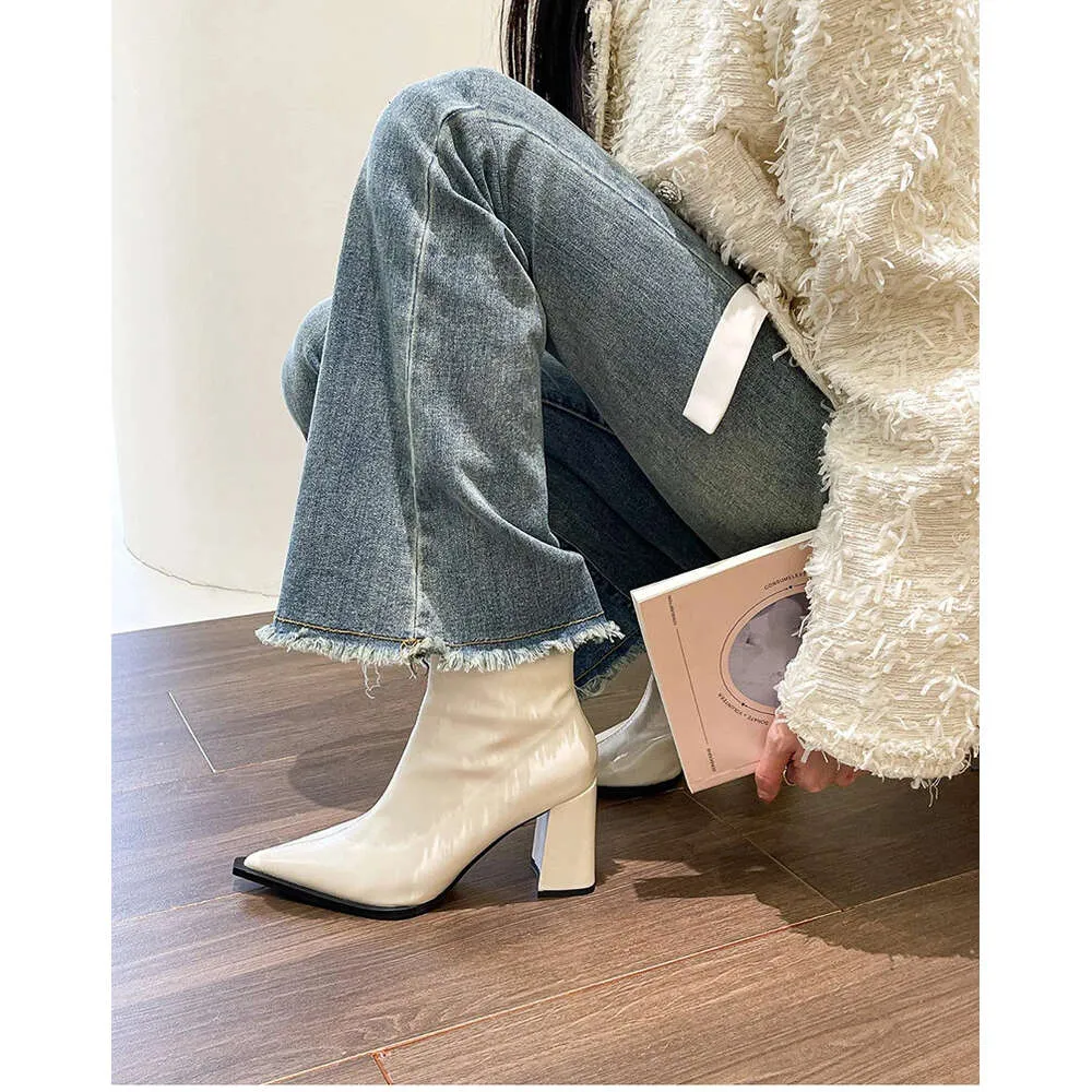 Winter Ankle Fashion Back Zippers Pointed Toe Ladies Elegant Short Boots High Heel Women's Footwear_voghion.com