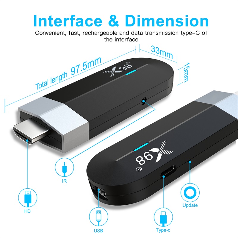 X98 S500 Android 11 Smart TV Stick Amlogic S905Y4 Quad Core 4G 32G 4K H.265 HEVC 2,4G/5G WLAN Media Player Set-Top-Box TV Stick_voghion.com