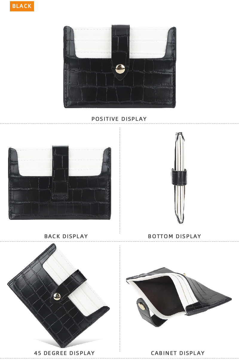 Baellerry Card Holder Women's New Crocodile Pattern Multi Card Slot Thin Buckle Card Holder Color Matching Mini Credit Card Holder_voghion.com