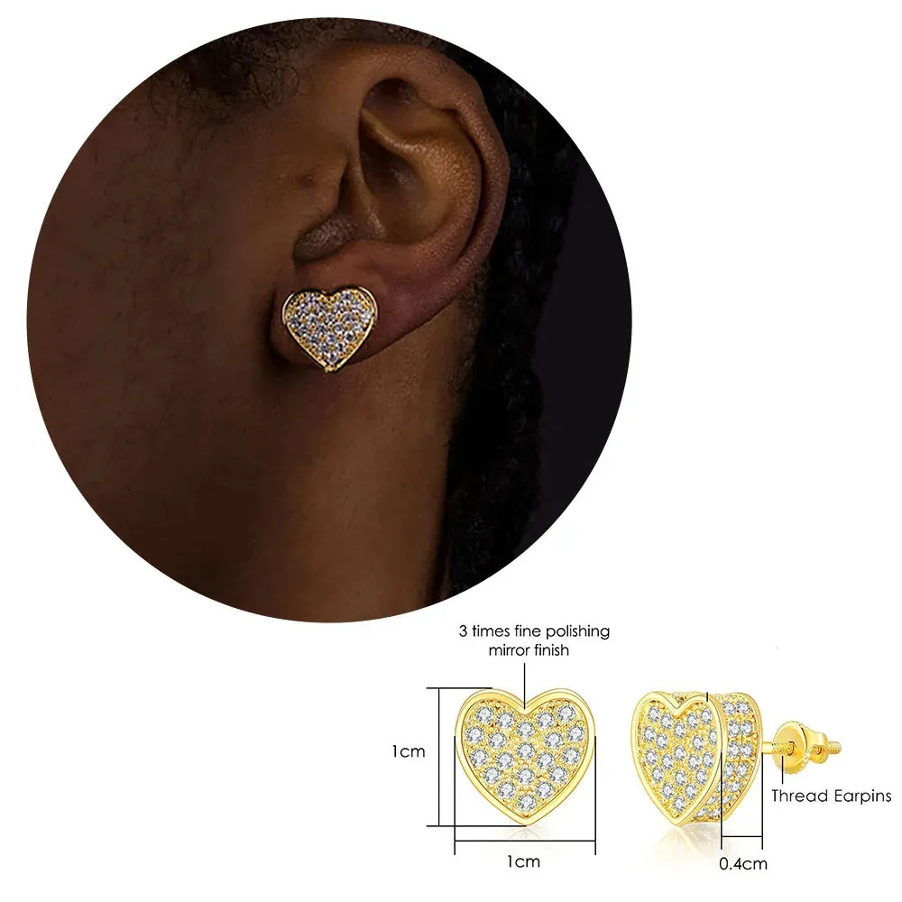 Orecchini a cerchio con borchie Hip Hop Iced Out per uomo, con zirconi color oro, accessori per piercing all'orecchio, tendenza Hiphop_voghion.com