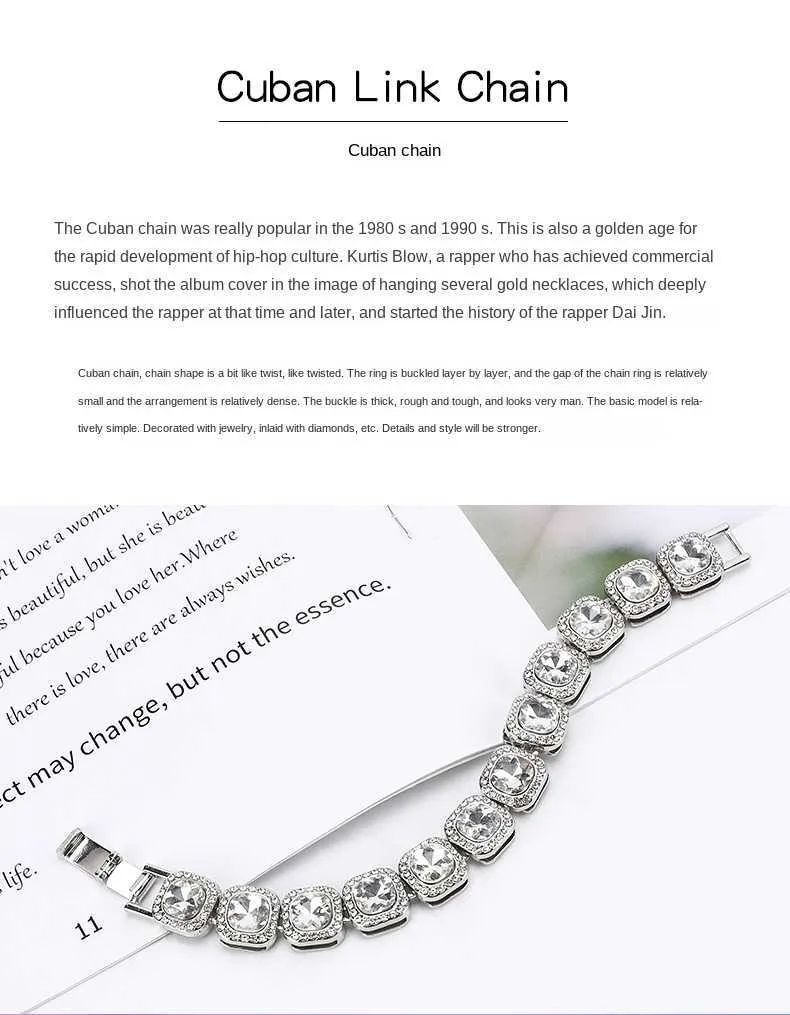 Nuova collana a mano cubana Hip-hop da 12 mm con catena di caramelle HipHop Moda Accessori da uomo Druzy Hip Hop Gioielli in argento Collane_voghion.com