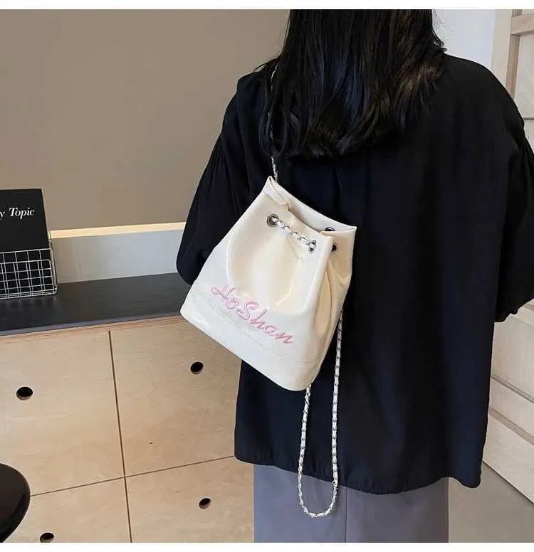 Damen Bucket Bag Aus Kunstleder Geräumige Schultertasche_voghion.com
