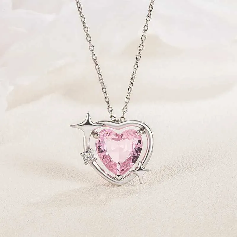 Collane con ciondolo Serie adorabile Collana Piccolo design a forma di cuore Stella Amore Cristallo rosa Dolce collana regalo_voghion.com