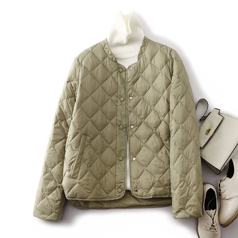 ​​"Quilted Puffer Jacket With Mandarin Collar & Petal Sleeves - Korean-Inspired Streetwear Coat In Diamond Stitch (Black/Beige/Mocha/Pistachio)"​​_voghion.com