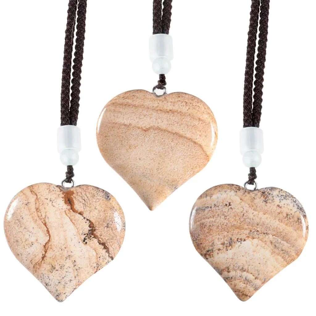 Natural Crystal Heart Pendant Necklace Adjustable Healing Jewelry_voghion.com