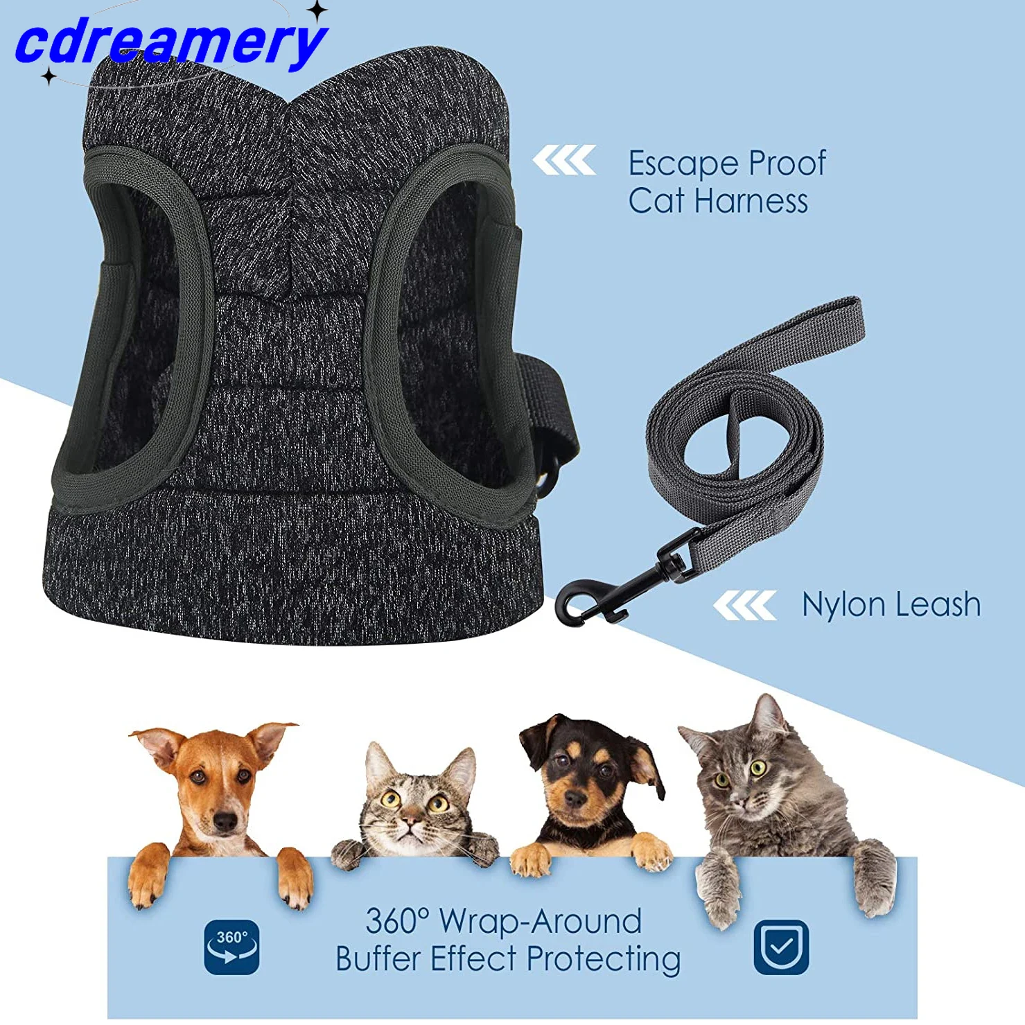 Cat Harnesses And Belts, Soft Vest Harnesses For Walking Escape Proof, Breathable Reflective Strip Jackets For Cat Accessories_voghion.com