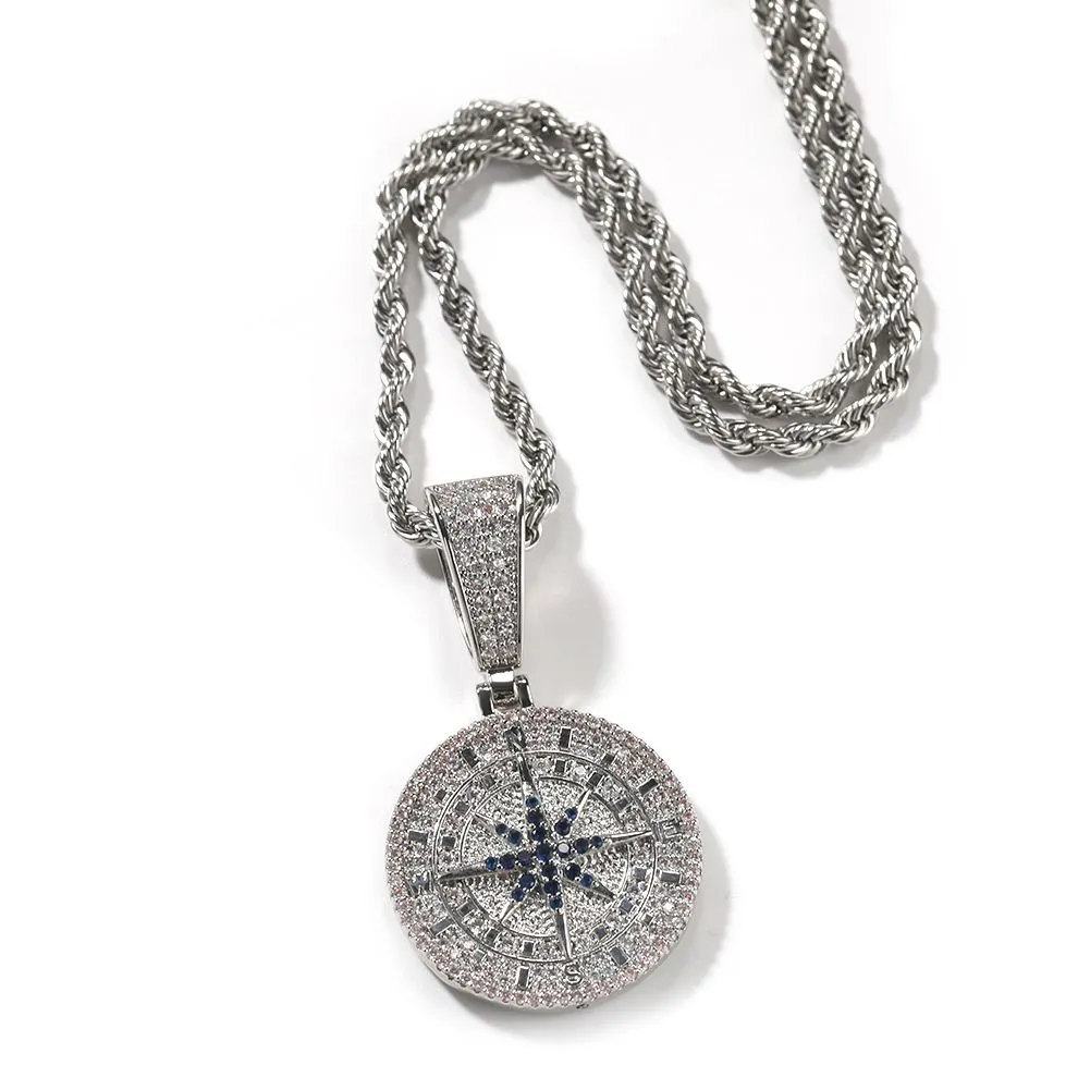 Collana con ciondolo a forma di capra con bussola retrò vintage hip hop, zircone 5A placcato oro vero, gioielli da uomo fantastici_voghion.com