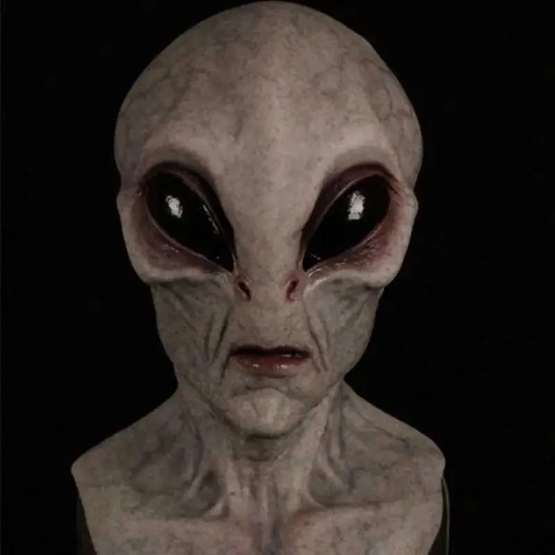 Masque d'Halloween en latex avec grands yeux horribles, OVNI, visage complet, effrayant, horreur, tête d'alien, masques pour adultes, accessoires de fête de monstre, cosplay_voghion.com