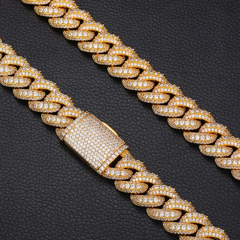 Collana di gioielli in zircone 5A ghiacciata, bracciale da uomo, catena a maglie cubane in rame, larghezza 18 mm_voghion.com