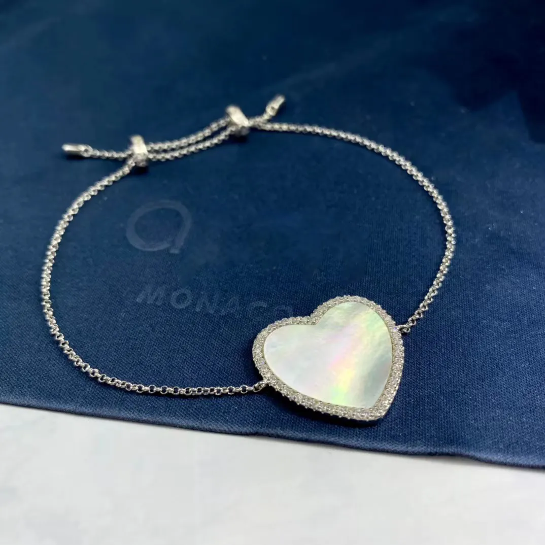 Une marque amour coeur bracelet concepteur pour les femmes charme perle élégant coeurs roses diamant turquie cohérent tennis ongles_voghion.com