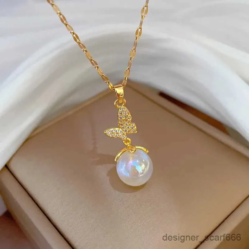 Collane con ciondolo in acciaio inossidabile 316L, ciondolo a forma di farfalla, accessorio per gioielli, per donne eleganti, collana a forma di sirena_voghion.com