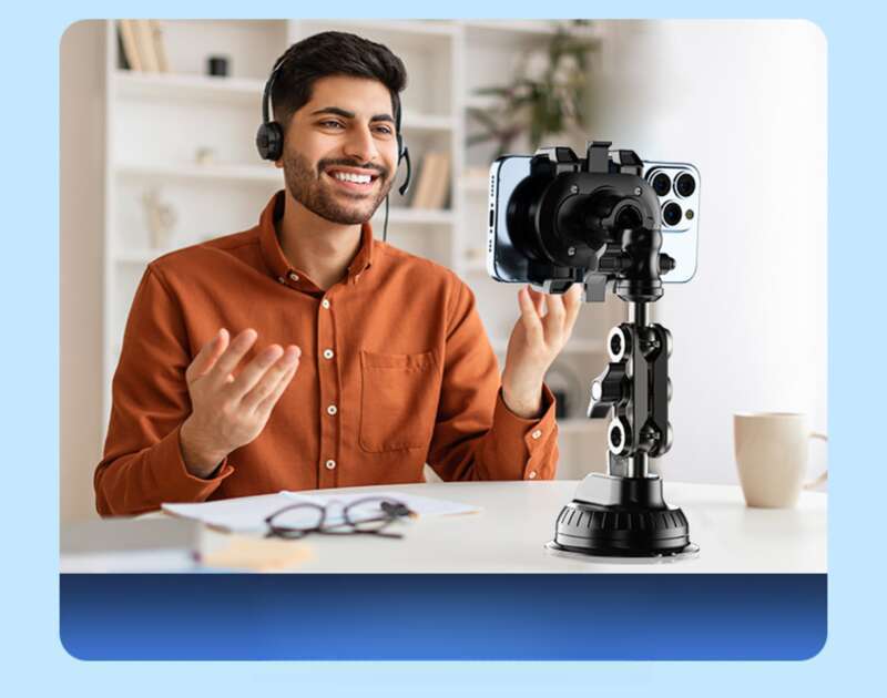 Suport de telefon pentru fotografie montat în mașină, Unghi de vizualizare auto, Ventuză DJI Gopro, Cameră video cu mișcare, Dispozitiv Pan Tilt_voghion.com