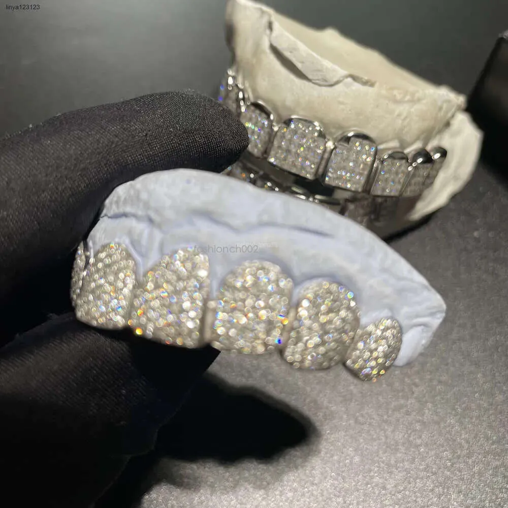 Sparkle Räätälöity Hip Hopiced Out Sterling Sier Grills Kultakorut Siksakkiset Vvs Moissanite Hampaat Suu Grillz_voghion.com