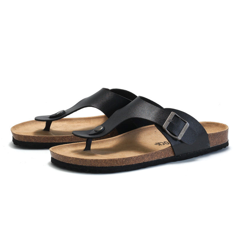 Ruizu Couple Cork Summer Sandwich Sandals Men, Korean Edition Trendy Sandals, Casual Herringbone Slippers For Women