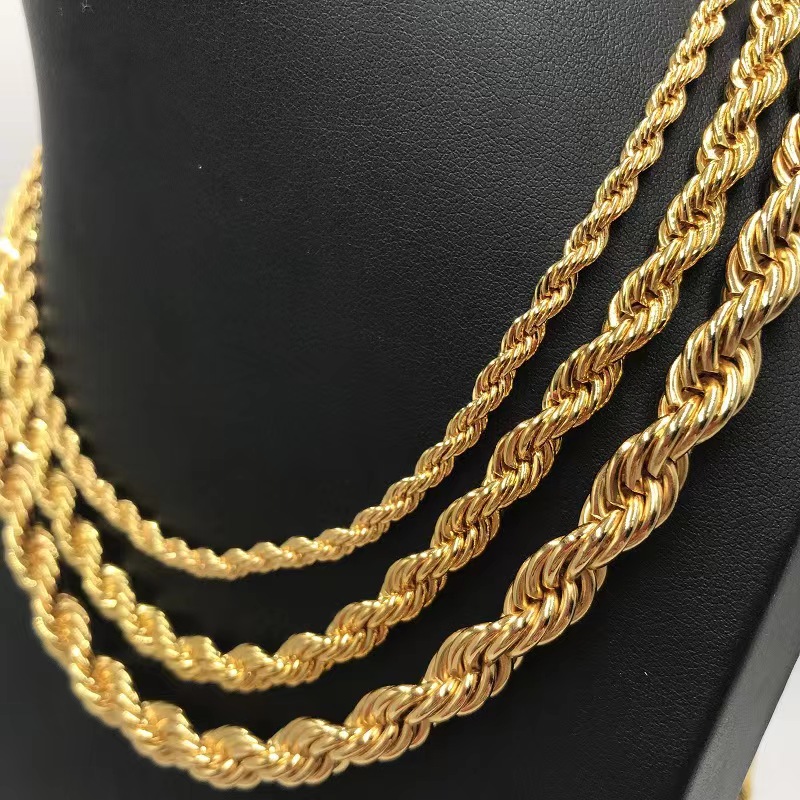 2mm-8mm Color Twist Rope Chain Necklaces For Men Women Hiphop Stainless Steel Waterproof Chains Choker Necklace