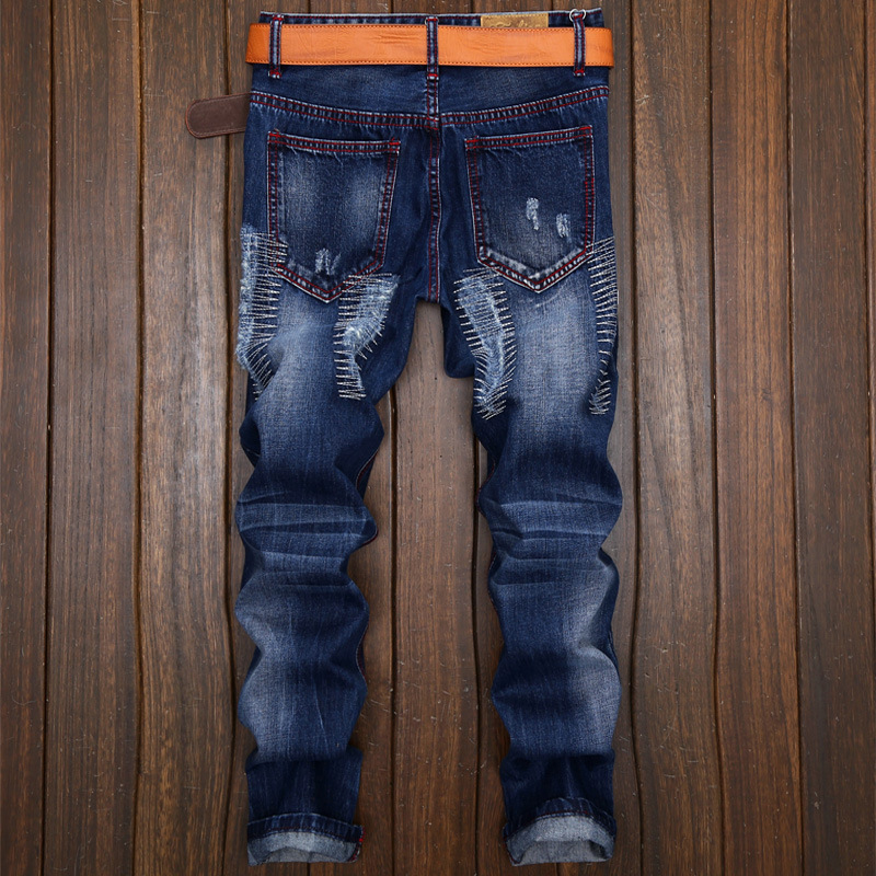Men's Ripped Straight Leg Jeans For Men Classic Denim Style_voghion.com
