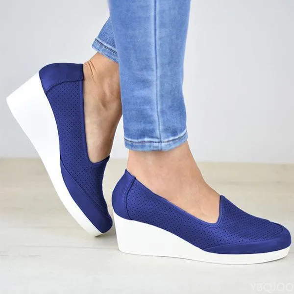 2022 New Wedges Women Sneakers Light Breathable Ladies Slip-On Solid Color Female Sport Casual Shoes atillas Mujer_voghion.com