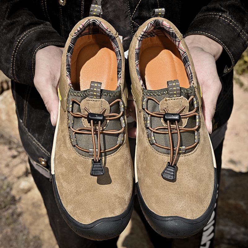 Outdoor Hiking Sneakers Sping Casual Men Shoes Breathable Suede Leather Anti-skid Walking Shoe Hot Sale Footwear_voghion.com