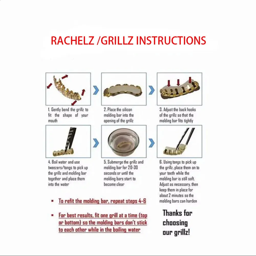 RACHELZ Mode 6/6 Vollhohlzähne 14K vergoldete Zahnkappen Dekor Zahnspangen Reißzähne Dentalgrills für Männer Frauen Schmuck_voghion.com