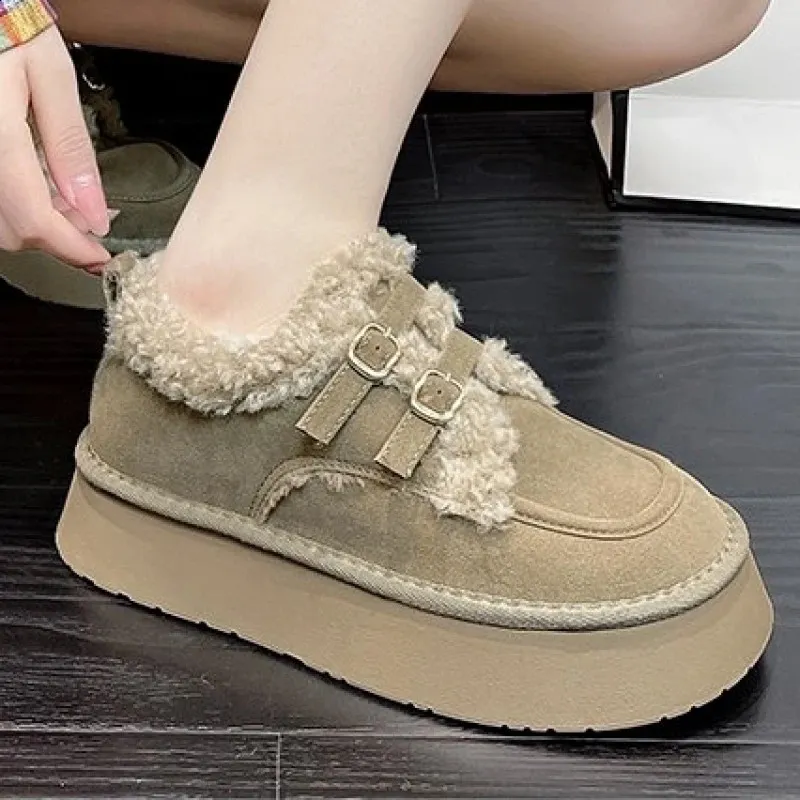 Zimné teplé snehové s kožušinou pre krátke čižmy, protišmykové ľahké pohodlné dámske domáce papuče, vysoké topánky na chlieb_voghion.com