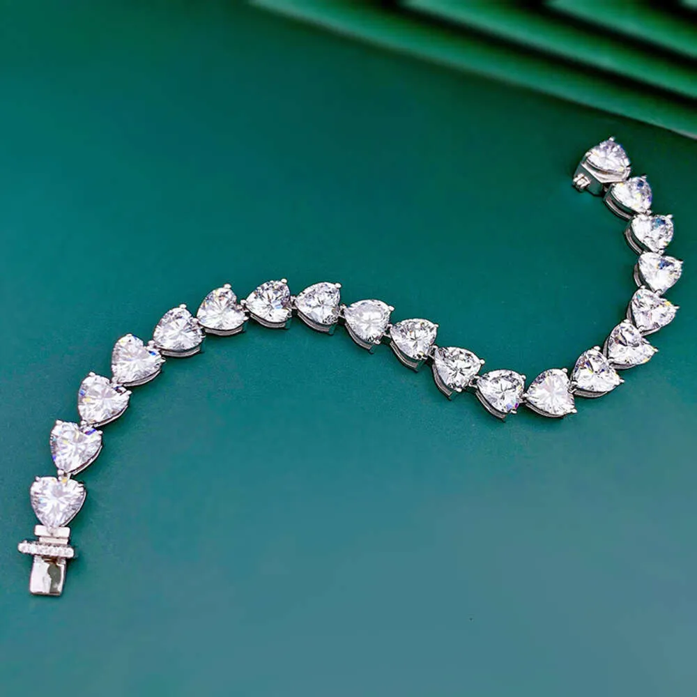 Smykker S Sterling Sier Full Diamond Heart Armbånd Mote Ins Stil_voghion.com