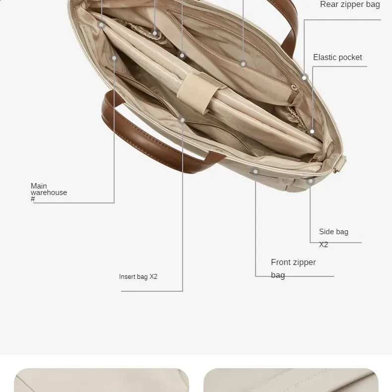 GOLF Briefcase for Women Apricot Document Handbag 14 Inch Business Laptop Tote Bag College Bags Womens Handbags Trend_voghion.com