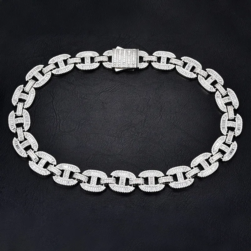 Zircone fibbia 10K 14K placcato oro 12mm Miami catena in acciaio inossidabile collana set uomo gioielli cubano link_voghion.com