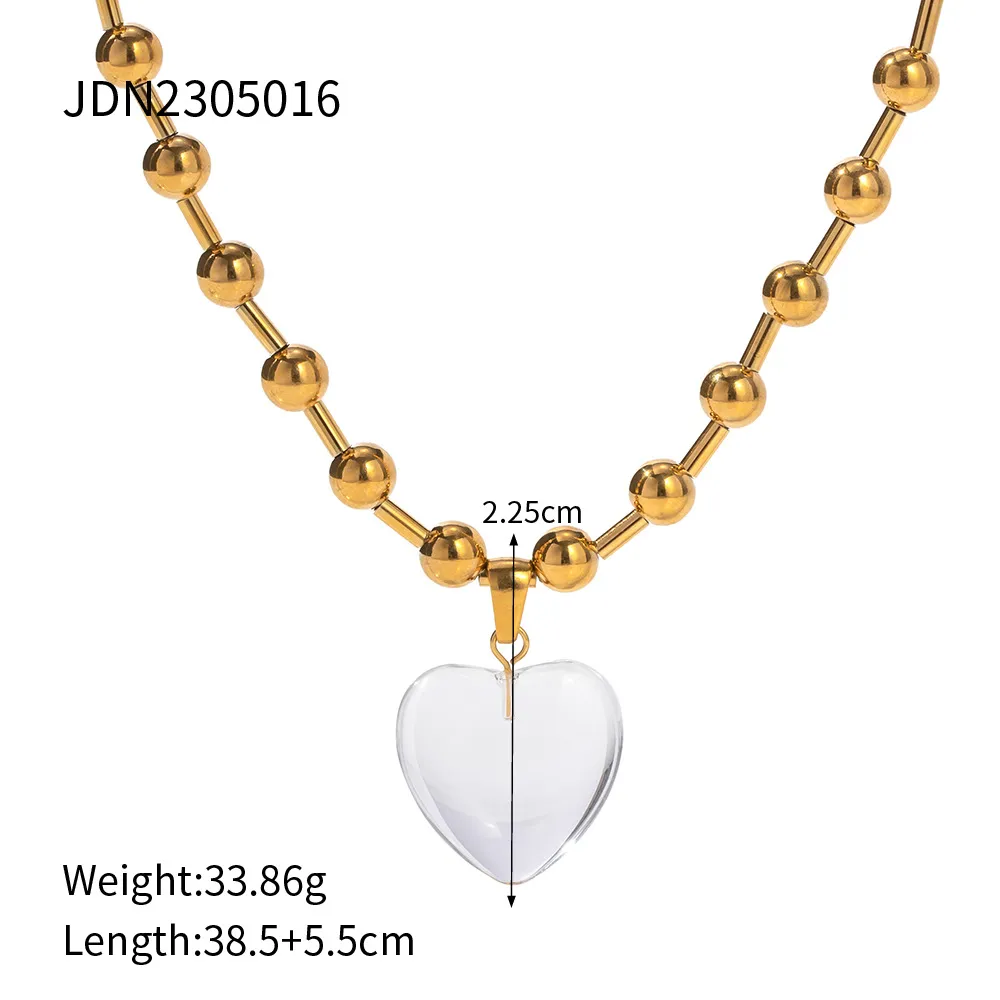 Designer INS Popolare Acciaio Inossidabile Trasparente Cristallo Pendente per Donne Placcato Oro Collana Palla Banchetto Festa_voghion.com