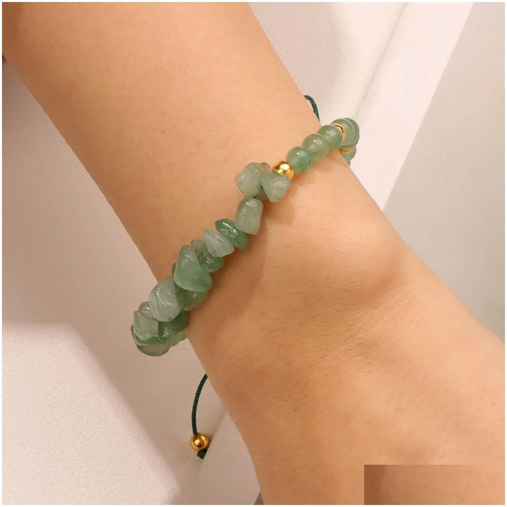 Catene Braccialetto di perline di tormalina nera naturale Braccialetto di perline di quarzo curativo Braccialetti di perline di pietra preziosa regolabili per donne e uomini_voghion.com