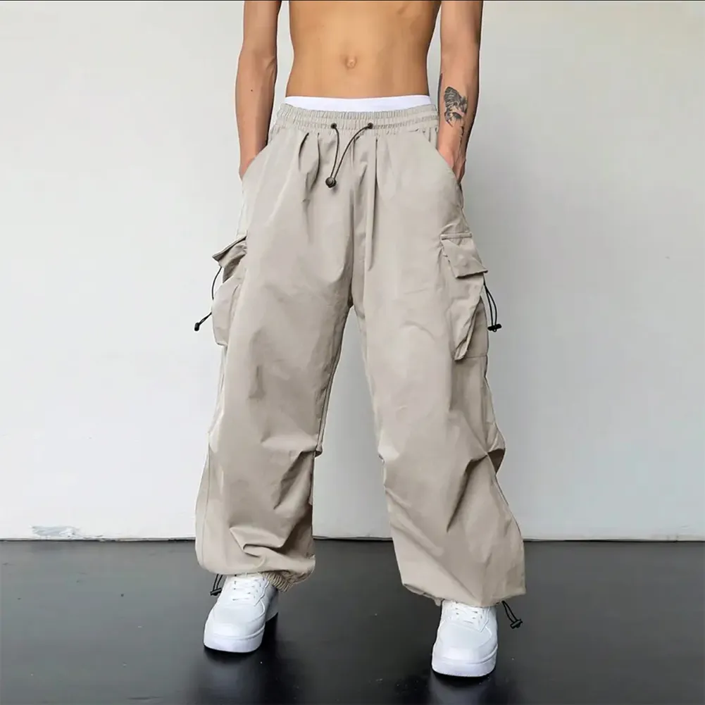 Herrenhose Männer Streetwear Vintage Y2k Hip Hop Wide Bein Jogger Baggy Casual Jogginghose Klassische Übergroße Fracht Fallschirm_voghion.com