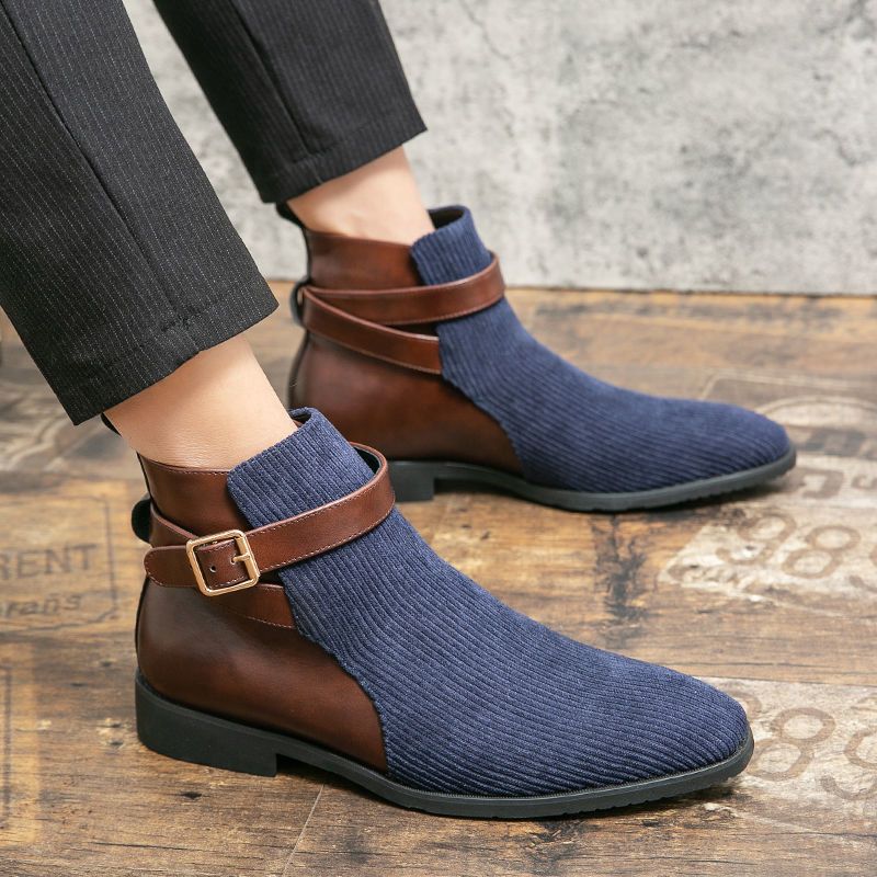 Große High-Top-Schuhe, trendige Lederstiefel für Herren in koreanischer Version, personalisierte britische Freizeitstiefel mit Schnalle_voghion.com