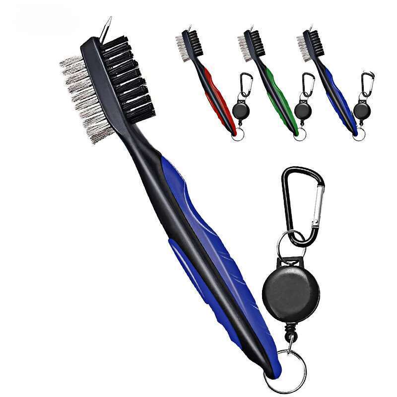 Golf Reinigung Doppelseitige Club Nylon Stahl Borsten Ball Pinsel Zubehör Golf Bürsten_voghion.com