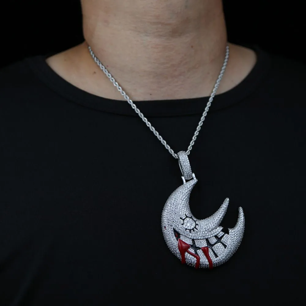 Collana con ciondolo luna in zircone 5a placcato oro gioiello_voghion.com