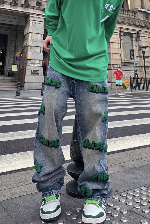 Men's New Retro Casual Jeans Trendy Loose Pants High Street Wide-leg Pants