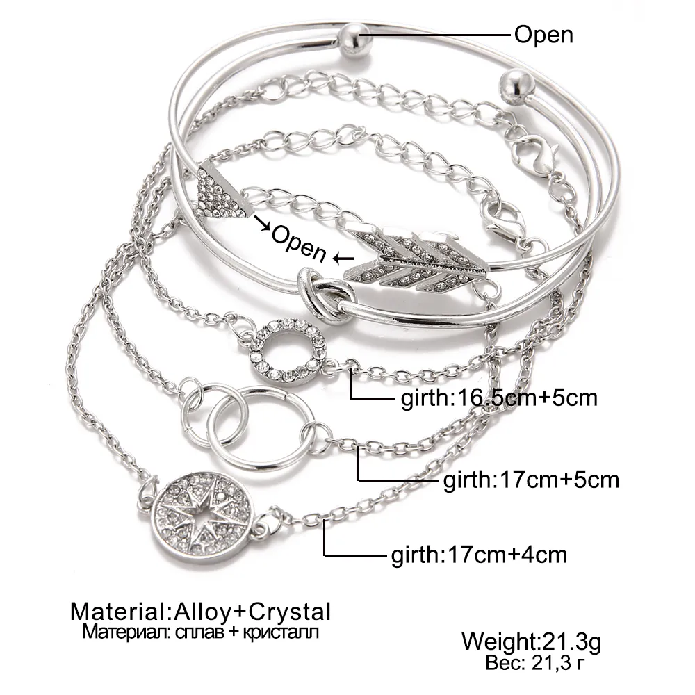 Multilayer Bracelet Set Bohemian Style Crystal Compass Jewelry_voghion.com