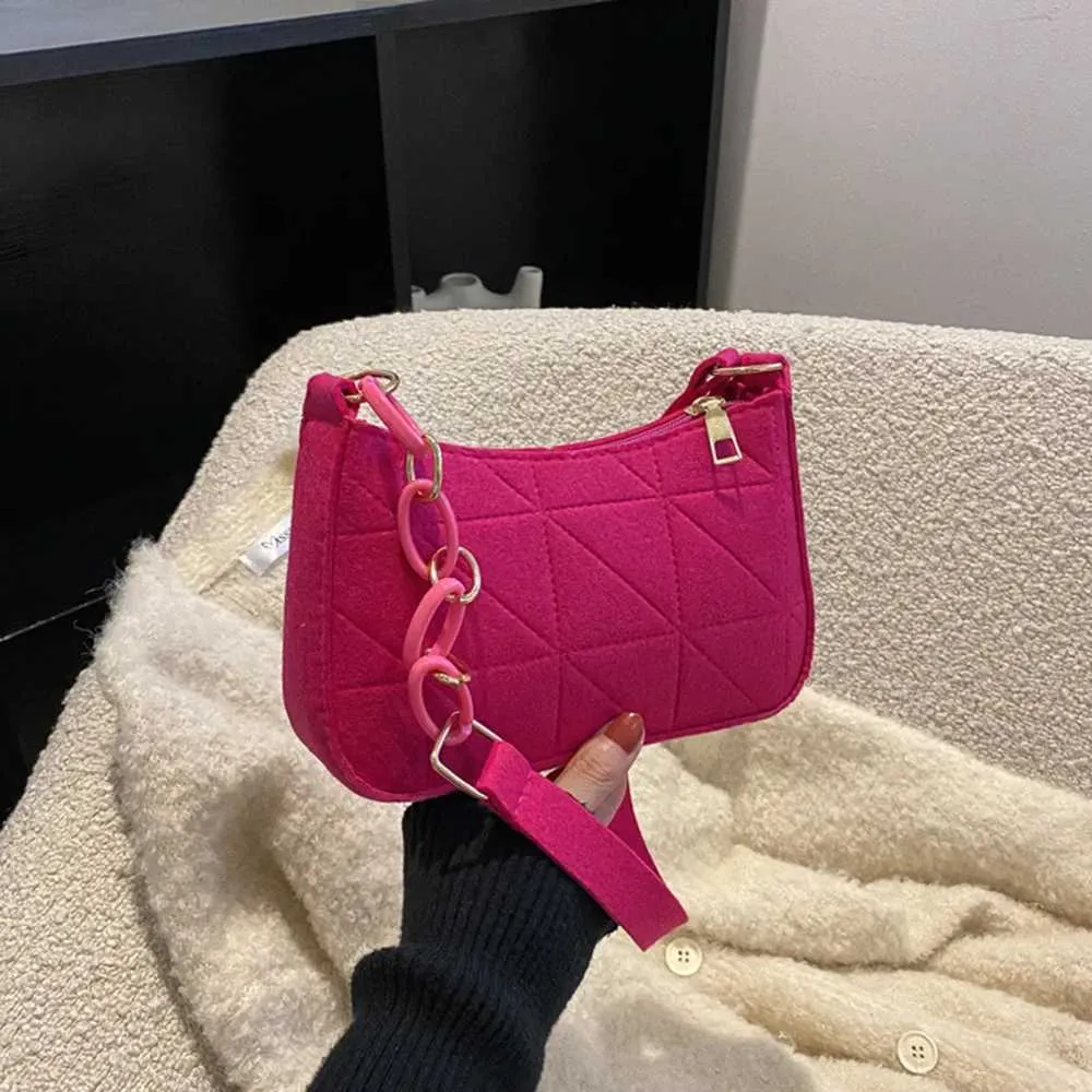 Modieuze dames schoudertas retro vilt onderarmtas stijlvolle tas_voghion.com