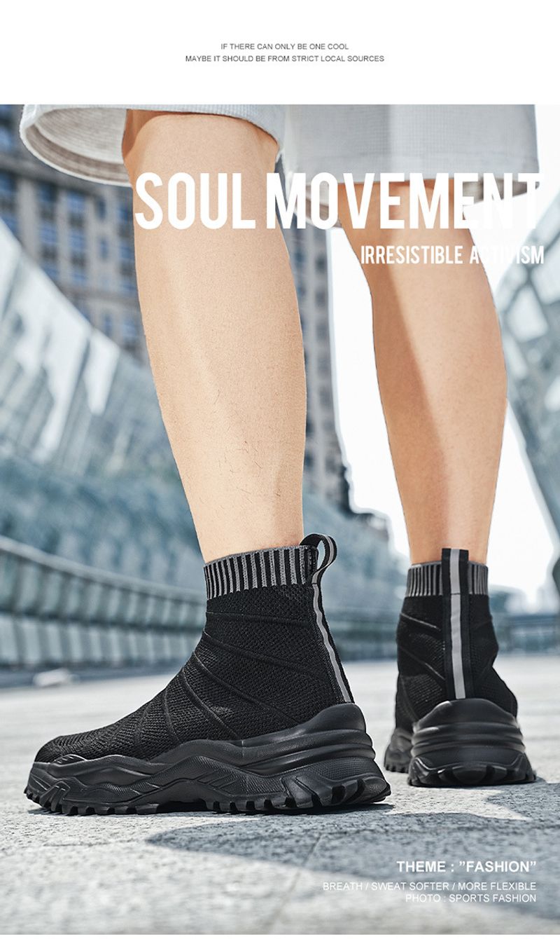 Jauni augstas klases vīriešu sporta brīvā laika pavadīšanas apavi, elpojoši skriešanas apavi no auduma, lielizmēra zeķes un apavi pāriem_voghion.com