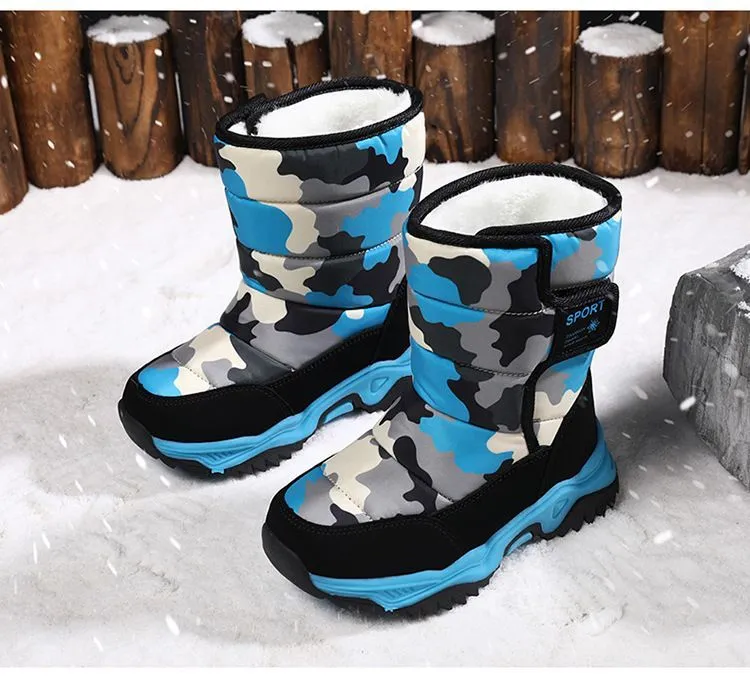 Winter Kids Plush Waterproof Fabric Non-Slip Girls Boys Rubber Sole Toddler Snow Fashion Warm Cutefeet Children Outdoor_voghion.com