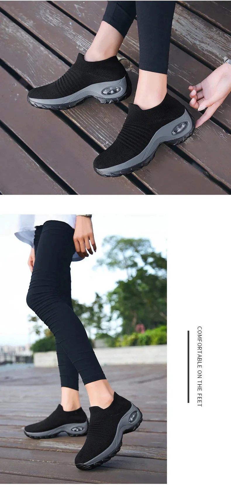 Women's Running Shoes Breathable Air Cushion Platform Trainers_voghion.com