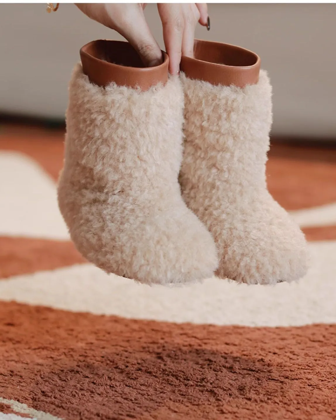 Småbarn Snökomposit Varm Lammull Happysteps Baby Flickor Pojkar Mode Barn Vinterskor Stövlar Storlek US6C-US1Y_voghion.com